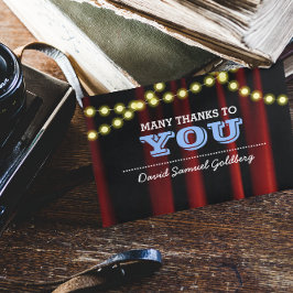 映画の照明 青い バー ミッツヴァ お礼の手紙 サンキューカード