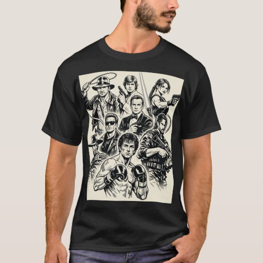 "映画の英雄Tシャツのシルエット" Tシャツ (正面)