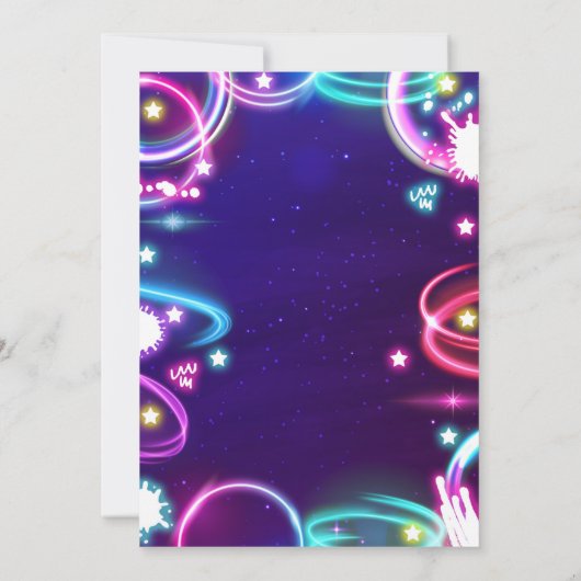 映画の誕生日パーティネオンレインボームービーパーティー 招待状 (裏面)