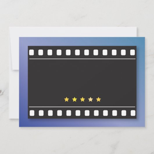 映画の誕生日パーティー映画の少年の青い写真 招待状 (裏面)