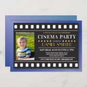 映画の誕生日パーティー映画の少年の青い写真 招待状 (正面/裏面)