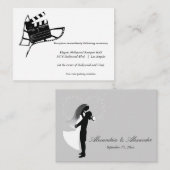 映画をテーマにしたシルエットウェディングレセプションカード エンクロージャーカード (正面/裏面)