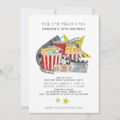 映画をテーマにしたバックヤードスリープバーパーティー誕生日 招待状 (正面)