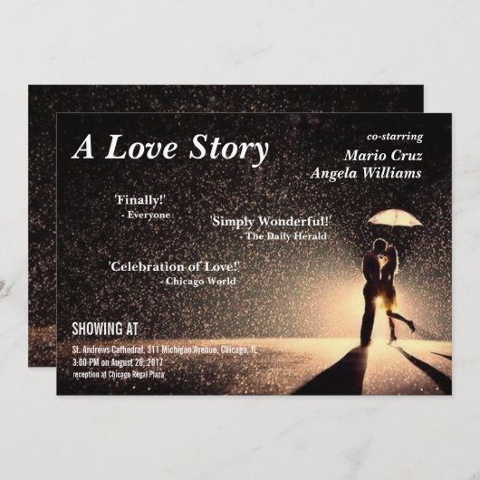 映画をテーマにした結婚式招待状 招待状 (正面/裏面)