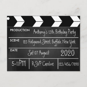 映画をテーマにした誕生日パーティーChalkboard ポストカード