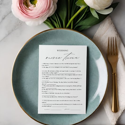 映画エレガントトリビアブライダルシャワーゲームカード 招待状