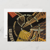 映画カメラのポスターを持つ男 ポストカード (正面/裏面)