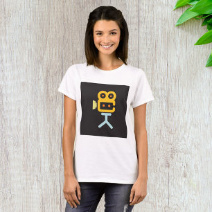 映画カメラアイコンミニマルフィルム機材 Tシャツ
