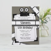 映画カメラフィルムと写真誕生日パーティー招待状 招待状 (スタンド正面)