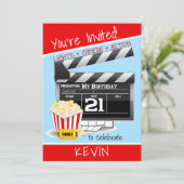 映画クラップボードポップコーン21歳の誕生日パーティー 招待状 (スタンド正面)