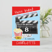 映画クラップボードポップコーン8th誕生日パーティー 招待状 (スタンド正面)