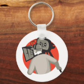 映画クルーのカメラマン映画カメラ キーホルダー (正面)