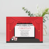 映画スクリーンおよびカーテンの誕生日のパーティの招待状 招待状 (スタンド正面)