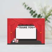 映画スクリーンとカーテンの誕生日サンキューカード サンキューカード (スタンド正面)