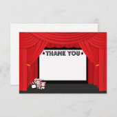 映画スクリーンとカーテンの誕生日サンキューカード サンキューカード (正面/裏面)