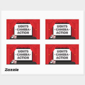 映画スクリーンとカーテン誕生日パーティステッカー 長方形シール (シート)