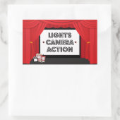 映画スクリーンとカーテン誕生日パーティステッカー 長方形シール (バッグ)