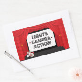 映画スクリーンとカーテン誕生日パーティステッカー 長方形シール (封筒)