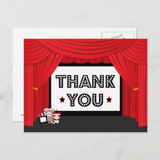 映画スクリーンとカーテン誕生日パ感謝していーティー ポストカード (正面/裏面)