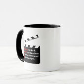 映画スタッフが休憩とCLAPを新作映画アイディア マグカップ (正面左)