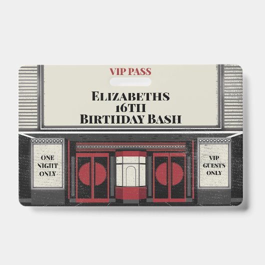 映画スターの誕生日パーティーVIPパス バッジ (正面)