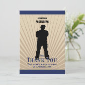 映画スターバー（ユダヤ教の）バル・ミツバーサンキュータンネイビーブルー サンキューカード (スタンド正面)