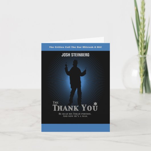 映画スターバー(ユダヤ教の)バル・ミツバーサンキューブラックネービーブルー サンキューカード (正面)