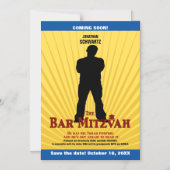 映画スターバー(ユダヤ教の)バル・ミツバーセーブザデートイエローブルー マグネット招待状 (正面)