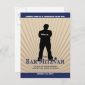 映画スターバー(ユダヤ教の)バル・ミツバー日付タンネイビーブルーを保存 案内ポストカード (正面/裏面)