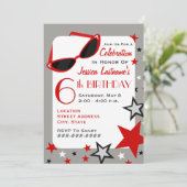 映画スターレッドサングラス&スターズガールズ誕生日 招待状 (スタンド正面)