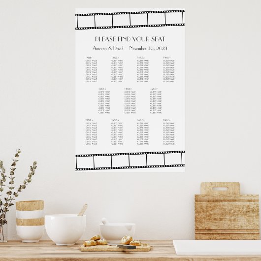 映画スター結婚フィルムストリップの座席表 ポスター (キッチン)