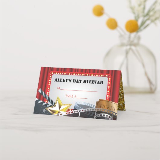 映画スターVIPバーバルミツワー座席エスコートカード プレイスカード (正面)