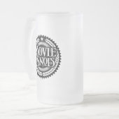 映画スヌブおもしろいー – 映画好き フロストグラスビールジョッキ (正面左)