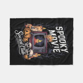 映画ソーシャルクラブヴィンテージテレビハロウィンホラーアート フリースブランケット (正面(横))