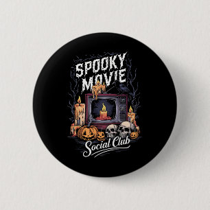 映画ソーシャルクラブヴィンテージテレビハロウィンホラーアート 缶バッジ