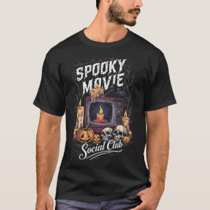 映画ソーシャルクラブヴィンテージテレビハロウィンホラーアート Tシャツ
