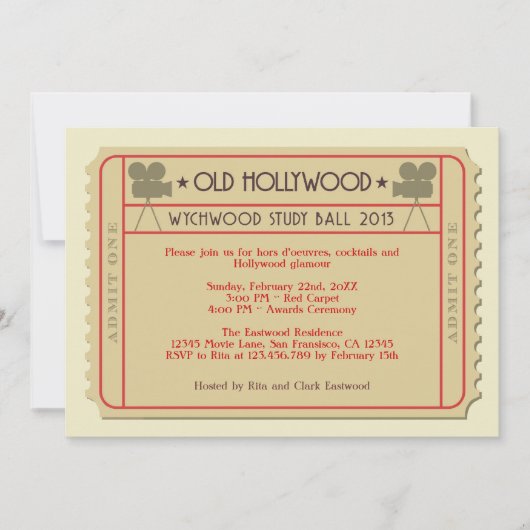 映画チケットの受賞式のパーティの招待状 招待状 (正面)