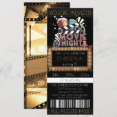 映画チケットの誕生日パーティー招待状 招待状 (正面/裏面)