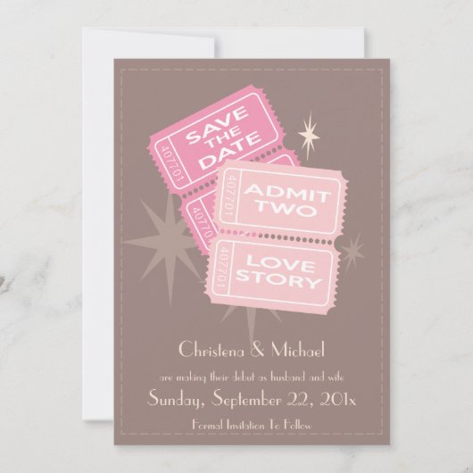 映画チケットは救います日付カード(ブラウン)を セーブザデート (正面)