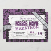 映画チケットハロウィンホラー映画パーティー 招待状 (正面/裏面)