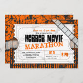 映画チケットハロウィーンホラー映画パーティー 招待状 (正面/裏面)