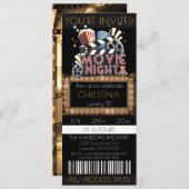 映画チケット誕生日パーティーの招待 招待状 (正面/裏面)