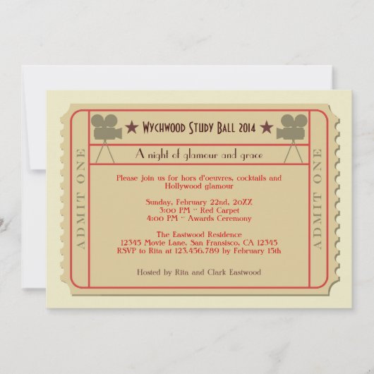 映画チケット賞授賞式パーティの招待状 招待状 (正面)