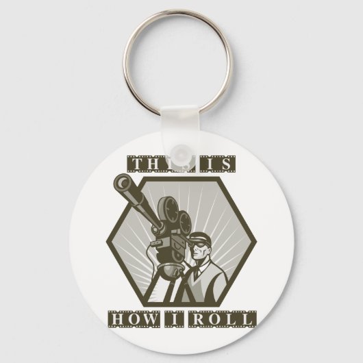 映画テレビカメラディレクター キーホルダー (正面)