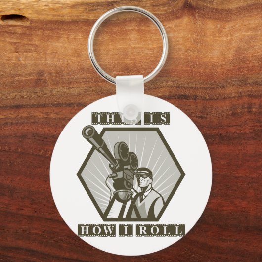 映画テレビカメラディレクター キーホルダー (正面)