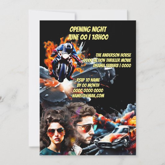 映画テーマの悪役ヒーローのアクションアドベンチャー 招待状 (裏面)