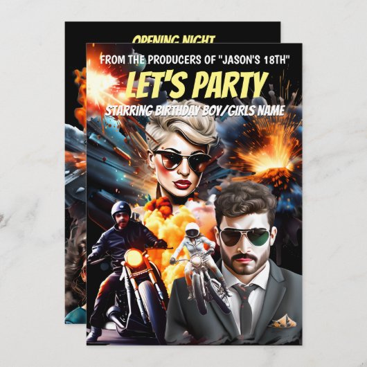 映画テーマの悪役ヒーローのアクションアドベンチャー 招待状 (正面/裏面)