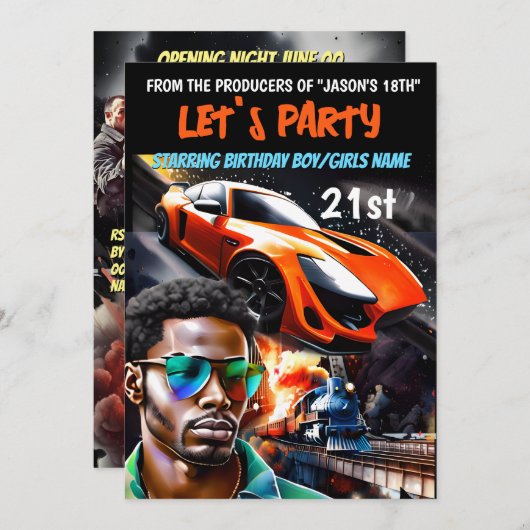 映画テーマハイドラマアクション車ギャング 招待状 (正面/裏面)