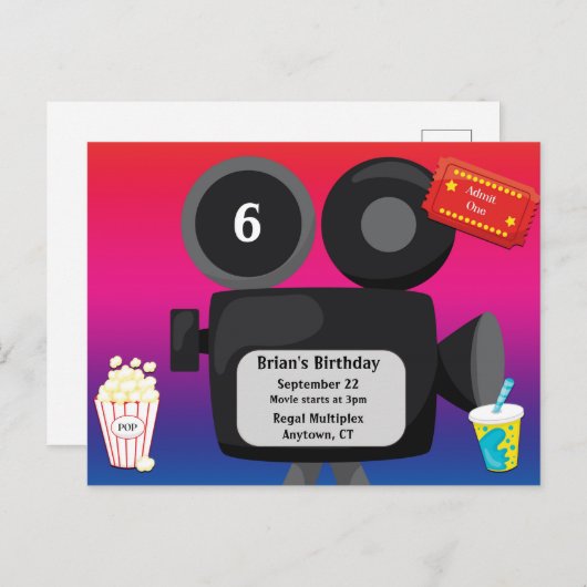 映画テーマパーティー招待状 ポストカード (正面/裏面)