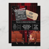 映画テーマ内部映画チケットポップコーンパーティー 招待状 (正面/裏面)